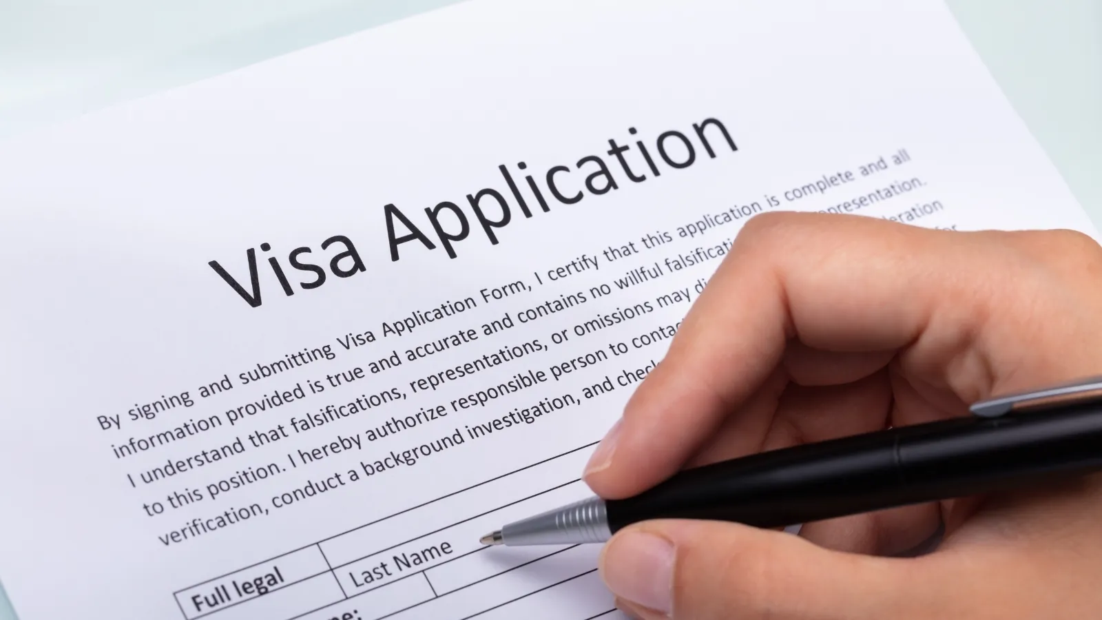 Visa application paperwork